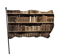 Drapeau 0,9 x 1,5 m Bannière décorative d'extérieur Grand Vieux livres sur étagère en bois Couleur vive en polyester