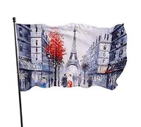 Drapeau 0,9 x 1,5 m Bannière décorative d'extérieur Grand Vue sur la rue Français Paris Tour Eiffel Drapeau amusant Couleur vive en polyester Drapea