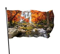 Drapeau 0,9 x 1,5 m extérieur décoratif bannière grand automne forêt cascade drôle drapeau couleur vive polyester cour extérieur intér