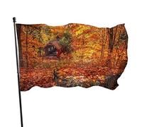 Drapeau 0,9 x 1,5 m extérieur décoratif bannière grand automne forêt paysage drôle drapeau couleur vive polyester cour extérieur intér