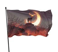 Drapeau 0,9 x 1,5 m extérieur décoratif bannière grand cerf feu forêt drôle drapeau couleur vive polyester cour extérieur intérieur dé