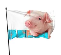 Drapeau 0,9 x 1,5 m extérieur décoratif bannière grand cochon rose drôle drapeau couleur vive polyester cour extérieur intérieur décor