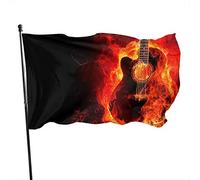 Drapeau 0,9 x 1,5 m extérieur décoratif bannière grand cool guitare flamme drôle drapeau couleur vive polyester cour extérieur intérie
