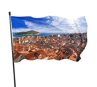 Drapeau 0,9 x 1,5 m extérieur décoratif bannière grand coucher de soleil ville drôle drapeau couleur vive polyester cour extérieur int