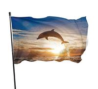 Drapeau 0,9 x 1,5 m extérieur décoratif bannière grand drôle beau dauphin drôle drapeau couleur vive polyester cour extérieur intérieu