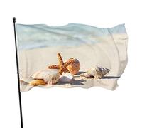 Drapeau 0,9 x 1,5 m extérieur décoratif bannière grand été plage coquillages sable couleur vive polyester cour extérieur