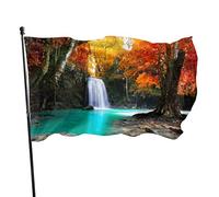 Drapeau 0,9 x 1,5 m extérieur décoratif bannière grand forêt et chute d'eau ruissellement automne drôle drapeau couleur vive