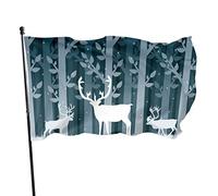 Drapeau 0,9 x 1,5 m extérieur décoratif bannière grand hiver forêt cerf drôle drapeau couleur vive polyester cour extérieur intérieur