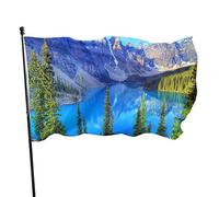 Drapeau 0,9 x 1,5 m extérieur décoratif bannière grand lac montagne forêt paysage drôle drapeau couleur vive polyester cour extérieur