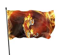 Drapeau 0,9 x 1,5 m extérieur décoratif bannière grand marron flamme tigre drôle drapeau couleur vive polyester cour extérieur intérie