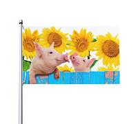 Drapeau 0,9 x 1,5 m extérieur décoratif bannière grand mignon cochon avec tournesol couleur vive polyester Yard festival