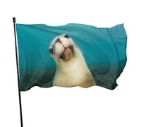 Drapeau 0,9 x 1,5 m extérieur décoratif bannière grand mignon lion de mer drôle drapeau couleur vive polyester cour extérieur intérieu