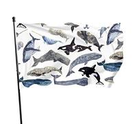Drapeau 0,9 x 1,5 m extérieur décoratif bannière grand océan requin baleine drôle drapeau couleur vive polyester cour extérieur intéri