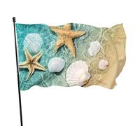 Drapeau 0,9 x 1,5 m extérieur décoratif bannière grand plage étoiles de mer coquillages couleur vive polyester cour exté