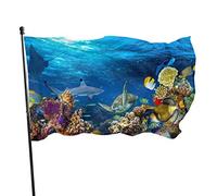 Drapeau 0,9 x 1,5 m extérieur décoratif bannière grand vie marine tortue requin drôle drapeau couleur vive polyester cour extérieur in