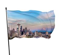 Drapeau 0,9 x 1,5 m extérieur décoratif bannière grand ville coucher de soleil drôle drapeau couleur vive polyester cour extérieur int