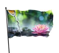 Drapeau 0,9 x 1,5 m extérieur décoratif bannière zen jardin et nénuphar couleurs vives Premium polyester Yard festival drôle grand jar