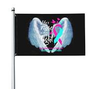 Drapeau 0,9 x 1,5 m Her Fight is Our Fight Drapeaux de sensibilisation au cancer du sein inflammatoire Bannière de couleurs vives avec œillets en laiton pour décoration intérieure et extérieure