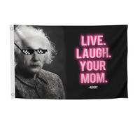 Drapeau 100 % polyester léger de 0,9 x 1,5 m - Drapeau Live Laugh Your Mom - Drapeaux amusants et cool pour décoration de salle - Drapeaux d'intérieur et d'extérieur - Drapeau double face Albert dit Meme