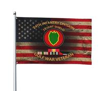 Drapeau 24E Division D'Infanterie, Bouclier Du Désert, Vétéran De La Guerre Du Golfe Grand Drapeau 2 Œillets Métalliques Personnalisés Bannière, Pour Jardin, D'Intérieur, Balcon, 90X150Cm