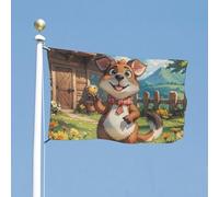Drapeau 24x35 pouces style ferme, motif animaux rigolos, drapeau de maison, bannière de vacances amusante, drapeau vertical double face pour extérieur, drapeaux de jardin d'été avec œillets en lait
