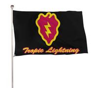Drapeau 25e division d'infanterie Tropic Light Bannière pour Maison 3x5 FT | UV Fade RéSistant Drapeau de Jardin Durable Bannière de Cour pour Porche Bureaux