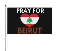 Drapeau 2x3 avec support et panneau Beyrouth - Pas besoin de poteau, décoration de festival recto verso