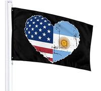 Drapeau 3 X 5 Argentine USA Drapeau Coeur 100% Polyester Monocouche Translucide Drapeaux 90 X 150CM - Bannière 3' X 5'