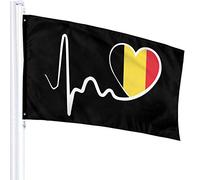 Drapeau 3 X 5 Belgique Drapeau Heartbeat-1 100% Polyester Monocouche Translucide Drapeaux 90 X 150CM - Bannière 3' X 5'