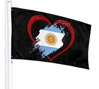 Drapeau 3 X 5 Drapeau Argentine Forme de Coeur 100% Polyester Drapeaux Translucides Monocouche 90 X 150CM - Bannière 3' X 5'