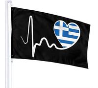 Drapeau 3 X 5 Drapeau Grec Heartbeat-1 100% Polyester Monocouche Drapeaux Translucides 90 X 150CM