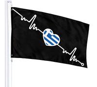 Drapeau 3 X 5 Drapeau Grec Heartbeat Line Heart-1 100% Polyester Monocouche Drapeaux Translucides 90 X 150CM