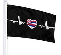 Drapeau 3 X 5 Hawaii State Flag Heartbeat Line Heart-1 100% Polyester Monocouche Translucide Drapeaux 90 X 150CM