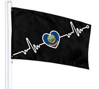 Drapeau 3 X 5 Idaho State Flag Heartbeat Line Heart-1 100% Polyester Monocouche Translucide Drapeaux 90 X 150CM