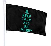Drapeau 3 X 5 Keep Calm And Be Merry Christmas-3 100% Polyester Monocouche Translucide Drapeaux 90 X 150CM - Bannière 3' X 5'