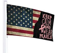 Drapeau 3 X 5 Keep Calm And Wear Pearls Lung Cancer Awareness-1 100% Polyester Single Layer Translucent Flags 90 X 150CM - Banner 3' X 5'