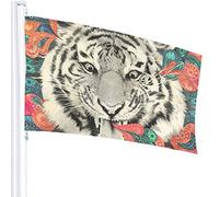 Drapeau 3 X 5 Le Tigre Est Parmi Les Fleurs 100% Polyester Simple Couche Drapeaux Translucides 90 X 150CM - Bannière 3' X 5'