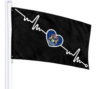 Drapeau 3 X 5 Michigan State Flag Heartbeat Line Heart-1 100% Polyester Monocouche Translucide Drapeaux 90 X 150CM - Bannière 3' X 5'