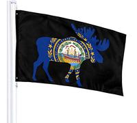 Drapeau 3 X 5 New Hampshire State Flag Moose 100% Polyester Monocouche Translucide Drapeaux 90 X 150CM - Bannière 3' X 5'