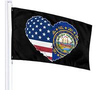Drapeau 3 X 5 New Hampshire State USA Drapeau Coeur 100% Polyester Monocouche Drapeaux Translucides 90 X 150CM - Bannière 3' X 5'