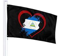 Drapeau 3 X 5 Nicaragua Drapeau Coeur 100% Polyester Monocouche Drapeaux Translucides 90 X 150CM