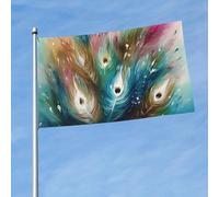 Drapeau 3 x 5 pieds Abstrait Belles Plumes Drapeaux Drôles pour Toutes Saisons pour Extérieur Saisons pour Décor de Dortoir Fêtes en Ple