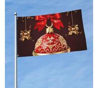 Drapeau 3 x 5 pieds Boule de Noël Cloche dorée Drapeaux amusants de vacances pour toutes les saisons pour l'extérieur saisons pour la décoration de
