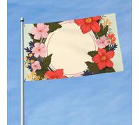 Drapeau 3 x 5 pieds Cercle Floral Couronne de Printempsde Vacances pour Toutes Saisons pour Extérieur Saisons pour Décor de Dortoir
