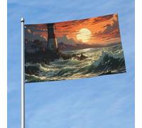 Drapeau 3 x 5 pieds Phare Drapeaux drôles pour toutes les saisons pour l'extérieur saisons pour la décoration de dortoir Fêtes en plein