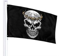 Drapeau 3 X 5 Saint Crâne Portant une Couronne d'Épine 100% Polyester Monocouche Translucide Drapeaux 90 X 150CM - Bannière 3' X 5'