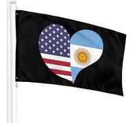 Drapeau 3 X 5 USA Argentine Drapeau Coeur 100% Polyester Monocouche Drapeaux Translucides 90 X 150CM - Bannière 3' X 5'