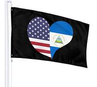 Drapeau 3 X 5 USA Nicaragua Drapeau Coeur 100% Polyester Monocouche Translucide Drapeaux 90 X 150CM - Bannière 3' X 5'