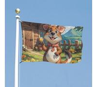 Drapeau 35x59 cm style ferme, motif animaux rigolos, drapeau de maison, bannière de vacances amusante, drapeau vertical double face pour extérieur, drapeaux de jardin d'été avec œillets en laiton,