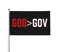 Drapeau 3x5 « Dieu est plus grand que le gouvernement » - Message chrétien politique, Jésus 2024 avec œillets en laiton